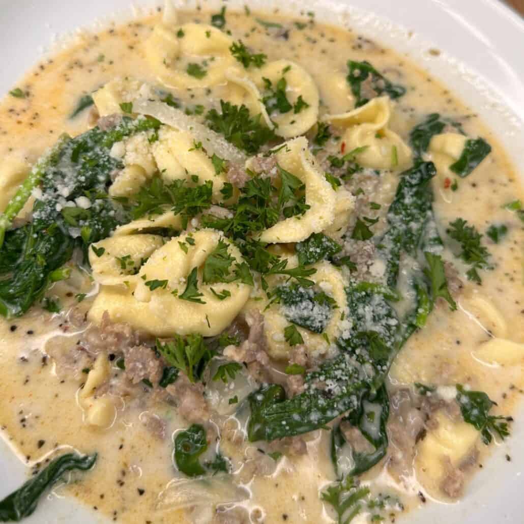 creamy sausage and tortellini soup