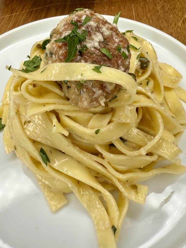 Chicken Piccata Meatball Fettuccine