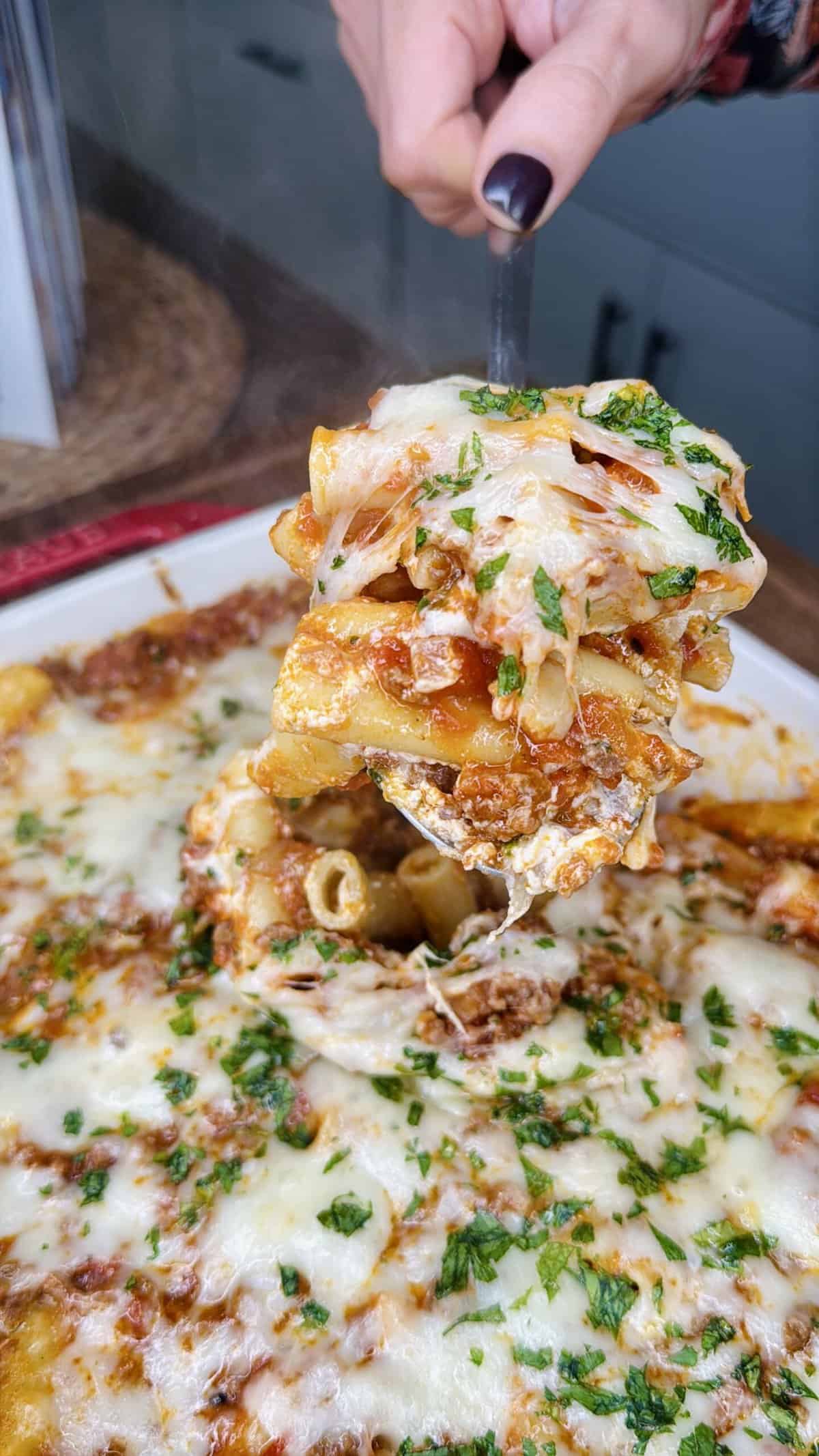 Easy Beefy Baked Ziti